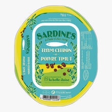 Sardines à l'huile d'olive vierge, thym citron et poivre Timut Conserverie la Belle-Iloise