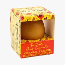 Véritable œuf coquille chocolat de Pâques praliné éclats de noisette Le Petit Duc