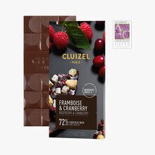Tablette Gourmande Noir 72% Framboise & Cranberry Cluizel