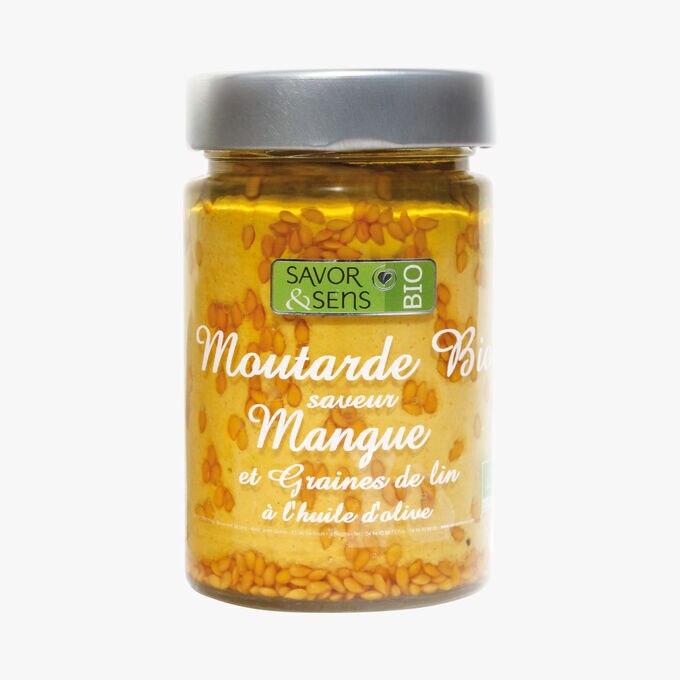 Moutarde bio saveur mangue et graines de lin à l'huile d'olive Savor & Sens