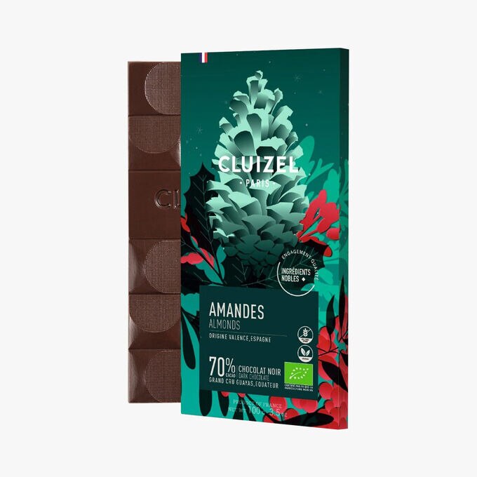 70 % chocolat noir, grand cru Guayas, Équateur, Amandes Michel Cluizel