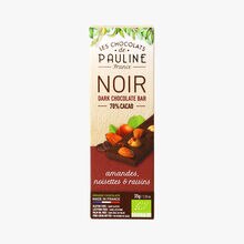 Chocolat noir - 70 % cacao - Amandes, noisettes & raisins Les Chocolats de Pauline