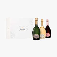 Coffret De Trois Bouteilles De Champagne Ruinart Brut Rose Et Blanc De Blancs Ruinart