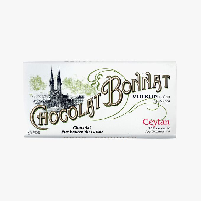 Tablette Ceylan Chocolat noir 75% de cacao Bonnat