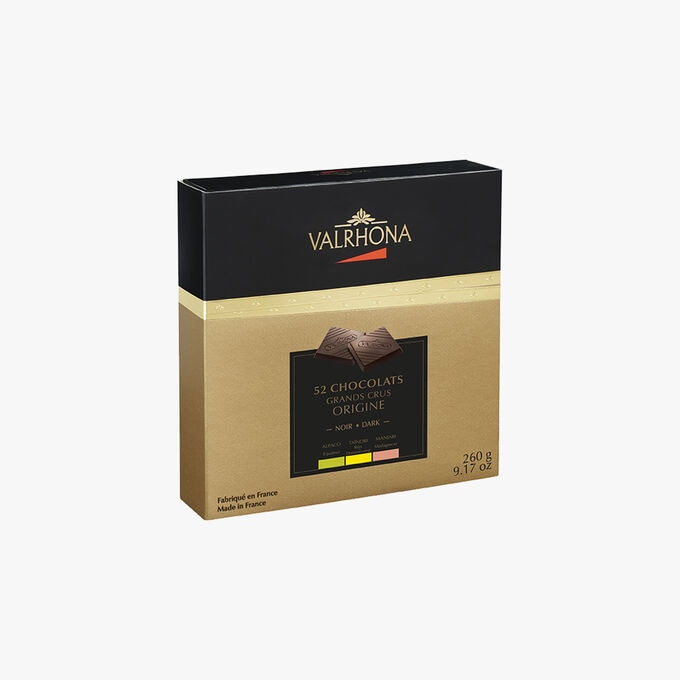 Coffret Grands Crus Origine, 52 carrés de chocolat Valrhona