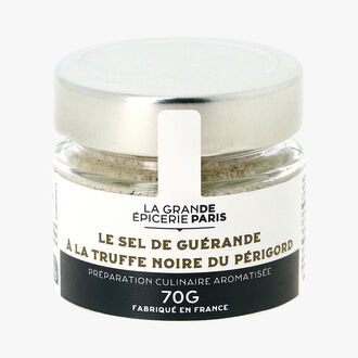 Préparation culinaire aromatisée à base de sel de Guérande à la truffe  noire du Périgord, 70 g - La Grande Épicerie de Paris