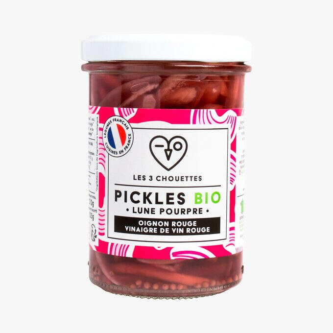 Pickles bio oignon rouge, vinaigre de vin rouge Les 3 chouettes