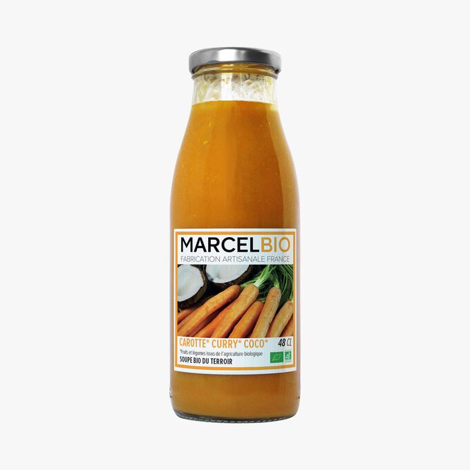 Soupe bio carotte, curry, coco Marcel Bio