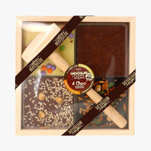 Chocolat à casser avec son maillet - 4 Choc' - Assortiment 3 chocolats Le Comptoir de Mathilde