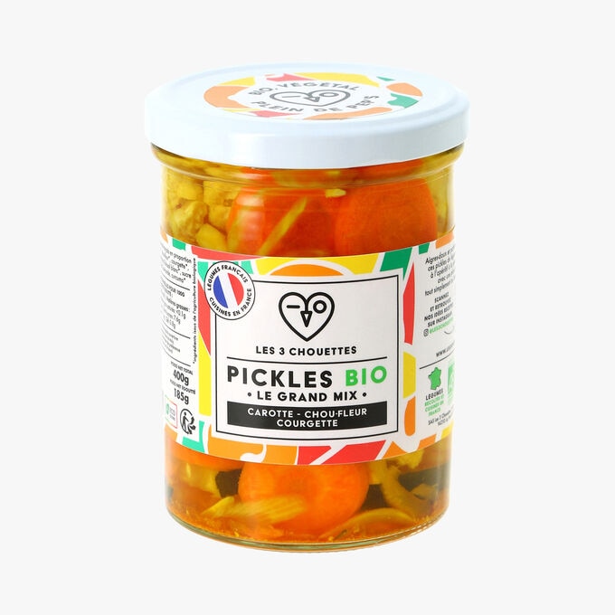 Pickles bio - Le grand mix - Carotte, chou-fleur, courgette Les 3 chouettes