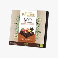 Noir, 16 chocolats fins, caramels, framboise, fleur de sel, vanille Les Chocolats de Pauline