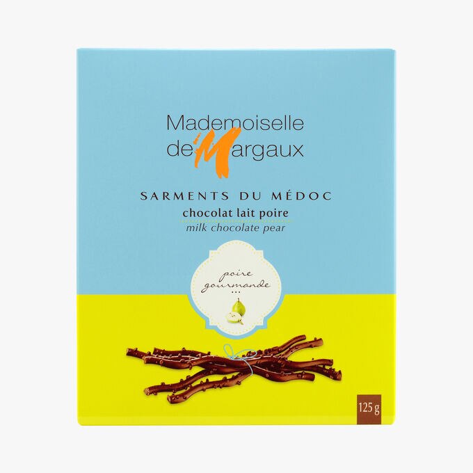 Brins de chocolat au lait aromatisés à la poire Mademoiselle de Margaux