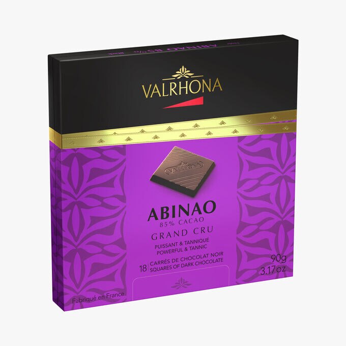 Coffret de 18 carrés de chocolat noir, Abinao Valrhona