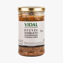 Etuvée de lentilles du Puy au jambonneau et saucisses confites Vidal