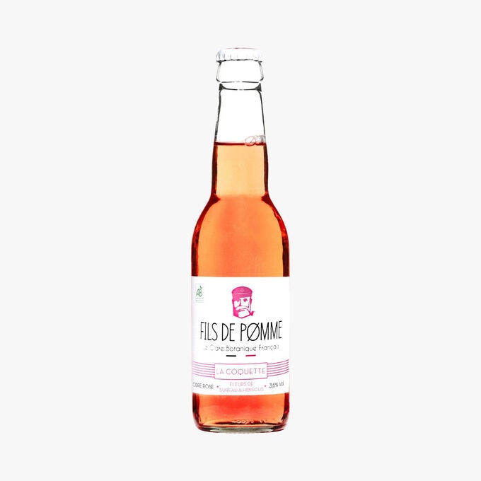 Cidre rosé bio fleurs de sureau et hibiscus, La Coquette Fils de Pomme