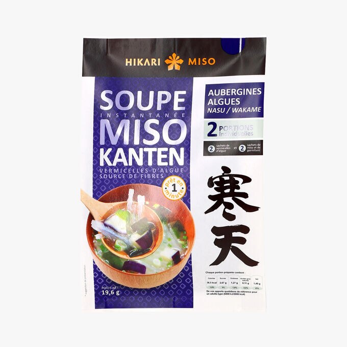Soupe instantanée Miso Kanten aux aubergines et algues Hikari