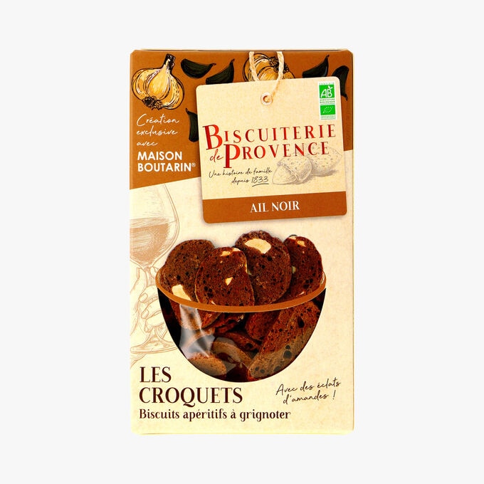 Les croquets, biscuits apéritifs, ail noir Biscuiterie de Provence