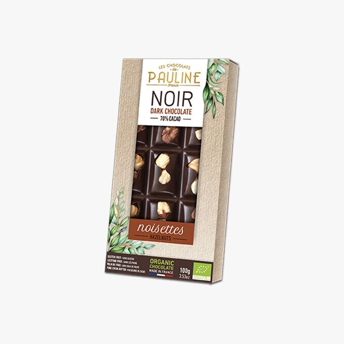 Noir 70 % cacao, noisettes Les Chocolats de Pauline