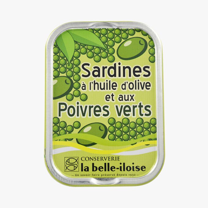 Sardines à l'huile d'olive et au poivre vert Conserverie la Belle-Iloise