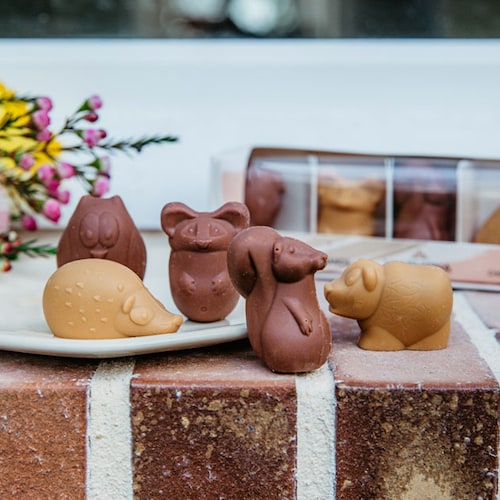 Plumier animaux gourmands de P&acirc;ques en chocolat