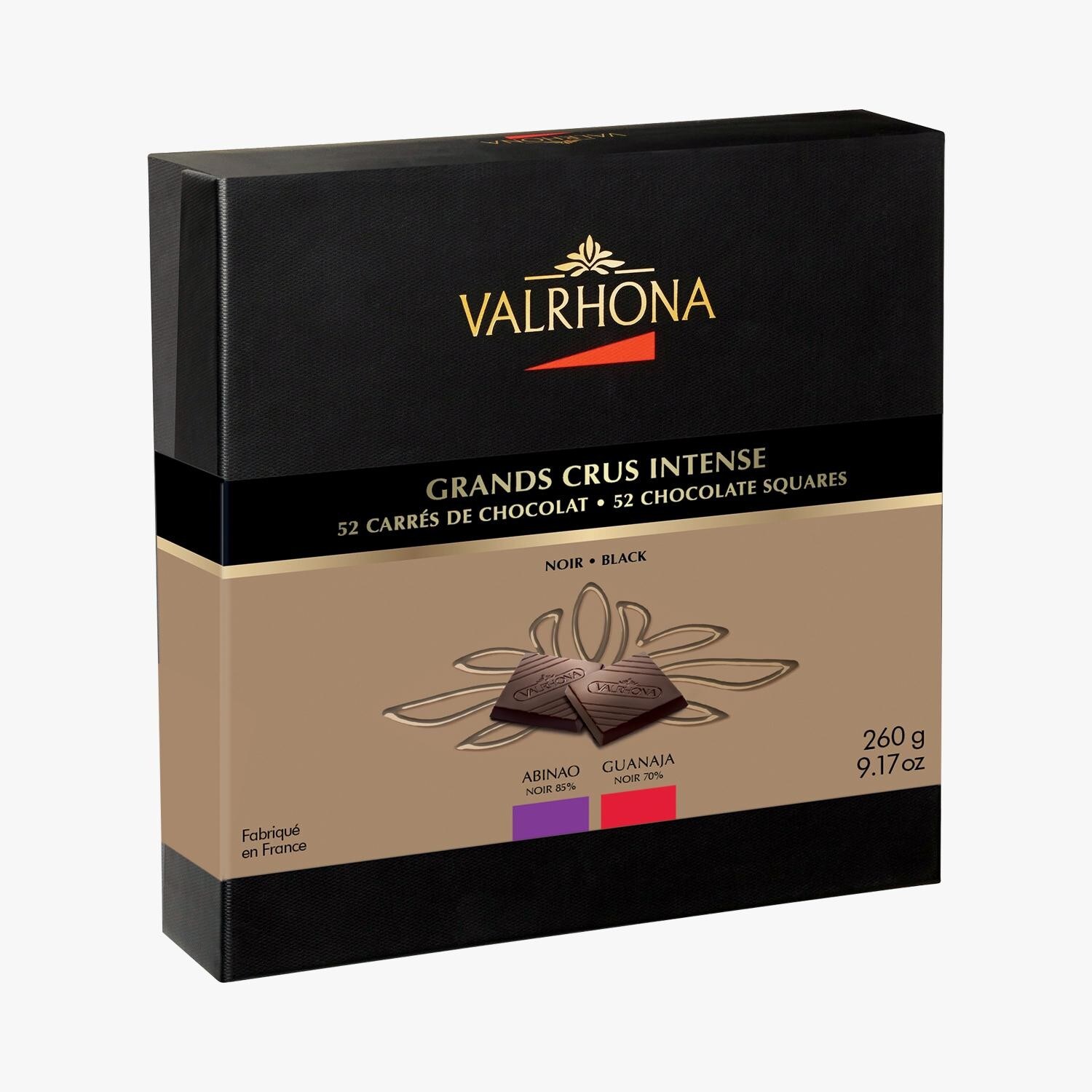 Coffret Grands Crus Intense, 52 carrés de chocolat Valrhona