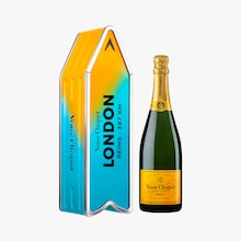 Champagne Veuve Clicquot Brut Carte Jaune &eacute;dition limit&eacute;e sous Coffret Arrow Sun bleu Veuve Clicquot