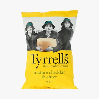 Chips de pommes de terre au cheddar et à la ciboulette Tyrrells