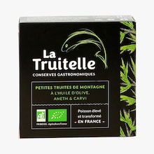 Petites truites de montagne à l’huile d’olive, aneth et carvi bio La Truitelle