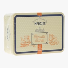 Assortiment de biscuits sucr&eacute;s, bo&icirc;te m&eacute;tal Maison Mercier
