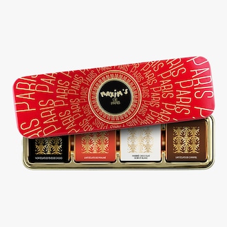 Assortiment de 8 carrés chocolat - chocolat noir, lait, caramel et marbré Maxim’s de Paris