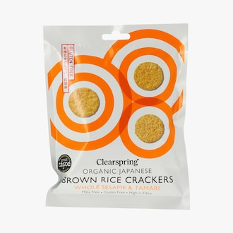 Crackers de riz complet au s&eacute;same et tamari Clearspring