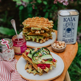 Gaufres du monde aux courgettes et mezzés null