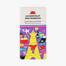 Tablette chocolat au lait et &eacute;clats de noisettes biologique Le Chocolat des Fran&ccedil;ais