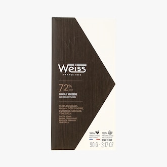 Chocolat noir &eacute;b&egrave;ne 72% cacao- F&egrave;ves de cacao&nbsp;: Ghana, C&ocirc;te d'Ivoire, &Eacute;quateur, Grenade, Venezuela Weiss