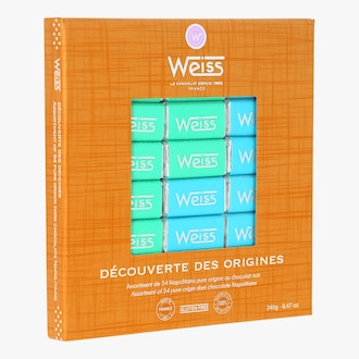 D&eacute;couverte des origines - Assortiment de 54&nbsp;napolitains pure origine au chocolat noir Weiss