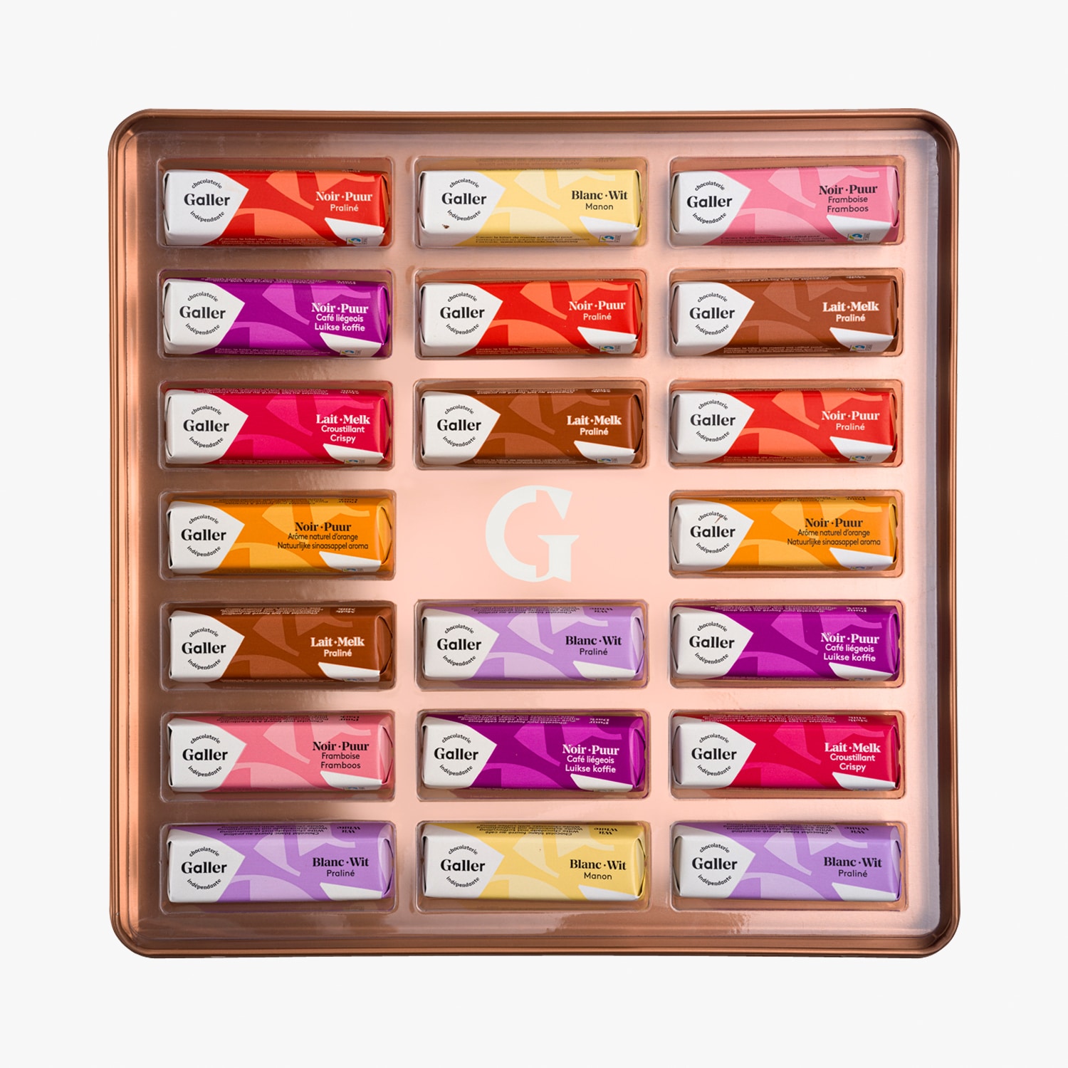 Assortiment de mini bâtons de chocolat fourrés Galler