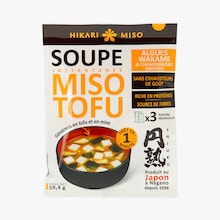 Soupe miso tofu, algues wakame et champignons shiitake Hikari