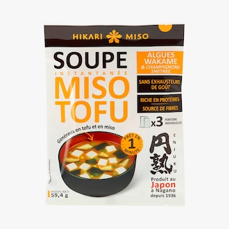 Soupe miso tofu, algues wakame et champignons shiitake Hikari