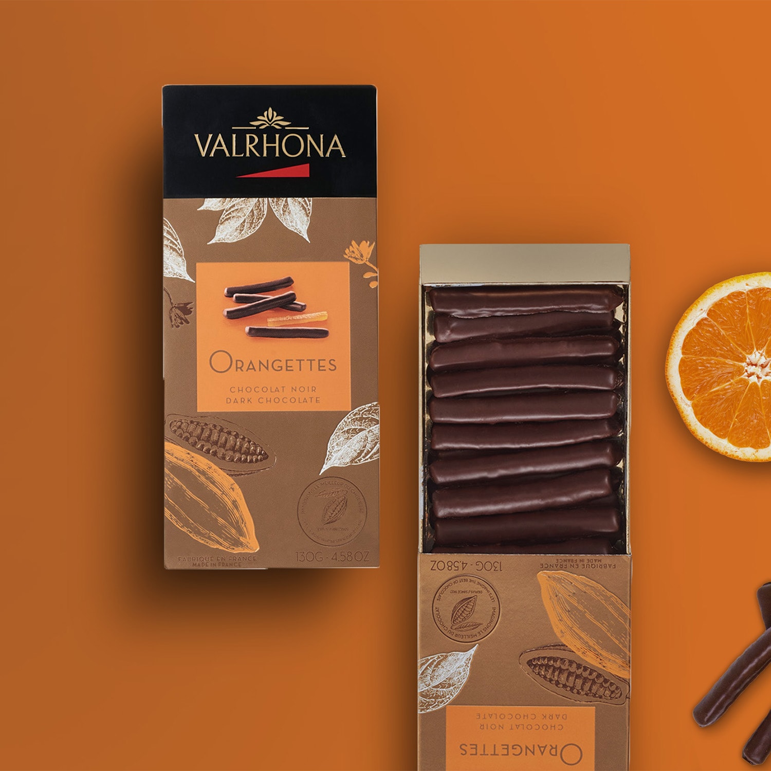 Coffret d'orangettes chocolat noir Valrhona