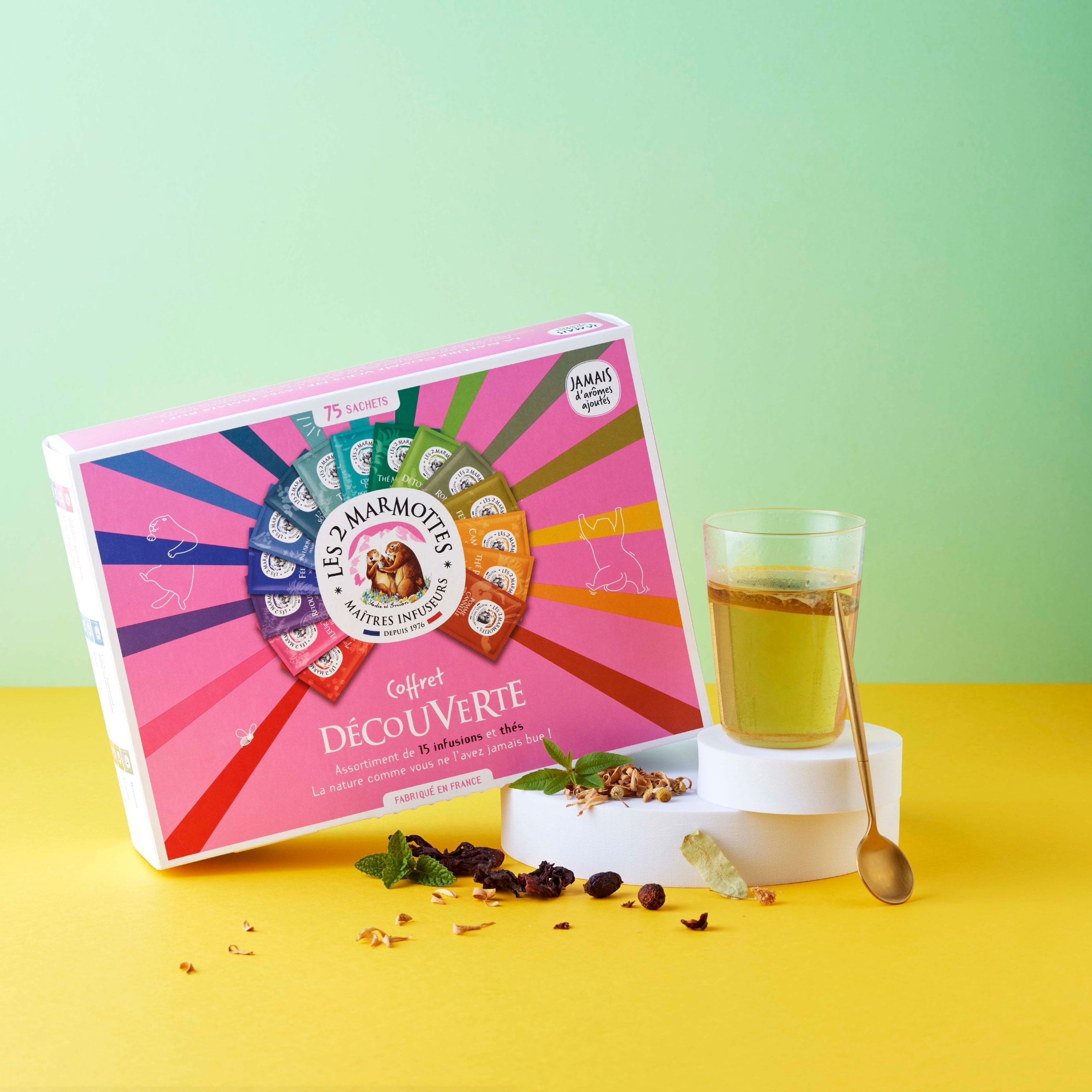 Coffret découverte - 75 sachets de 15 infusions et thés Les 2 Marmottes