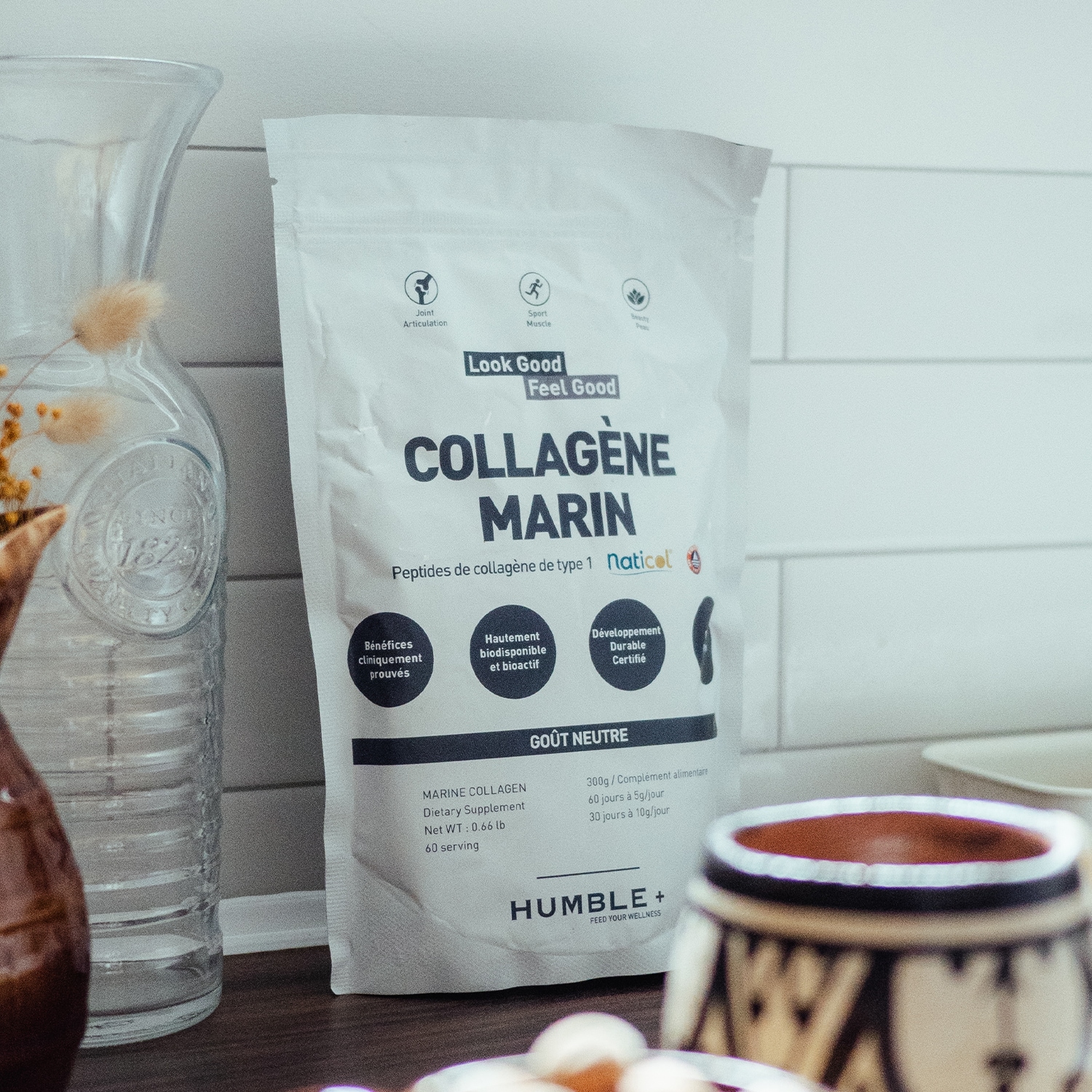 Complément alimentaire en poudre à base de peptides de collagène marin de type I - Neutre Humble +