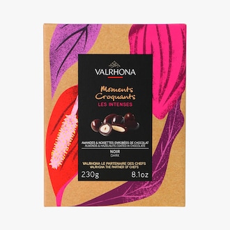 Coffret amandes et noisettes enrobées de chocolat noir Valrhona