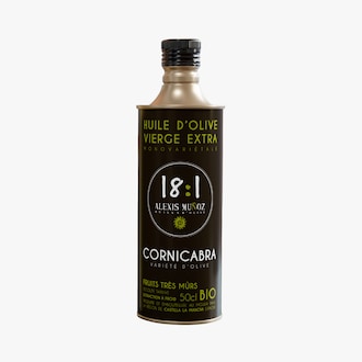 Huile d'olive vierge extra monovari&egrave;tale Cornicabra fruits tr&egrave;s m&ucirc;rs bio Alexis Munoz