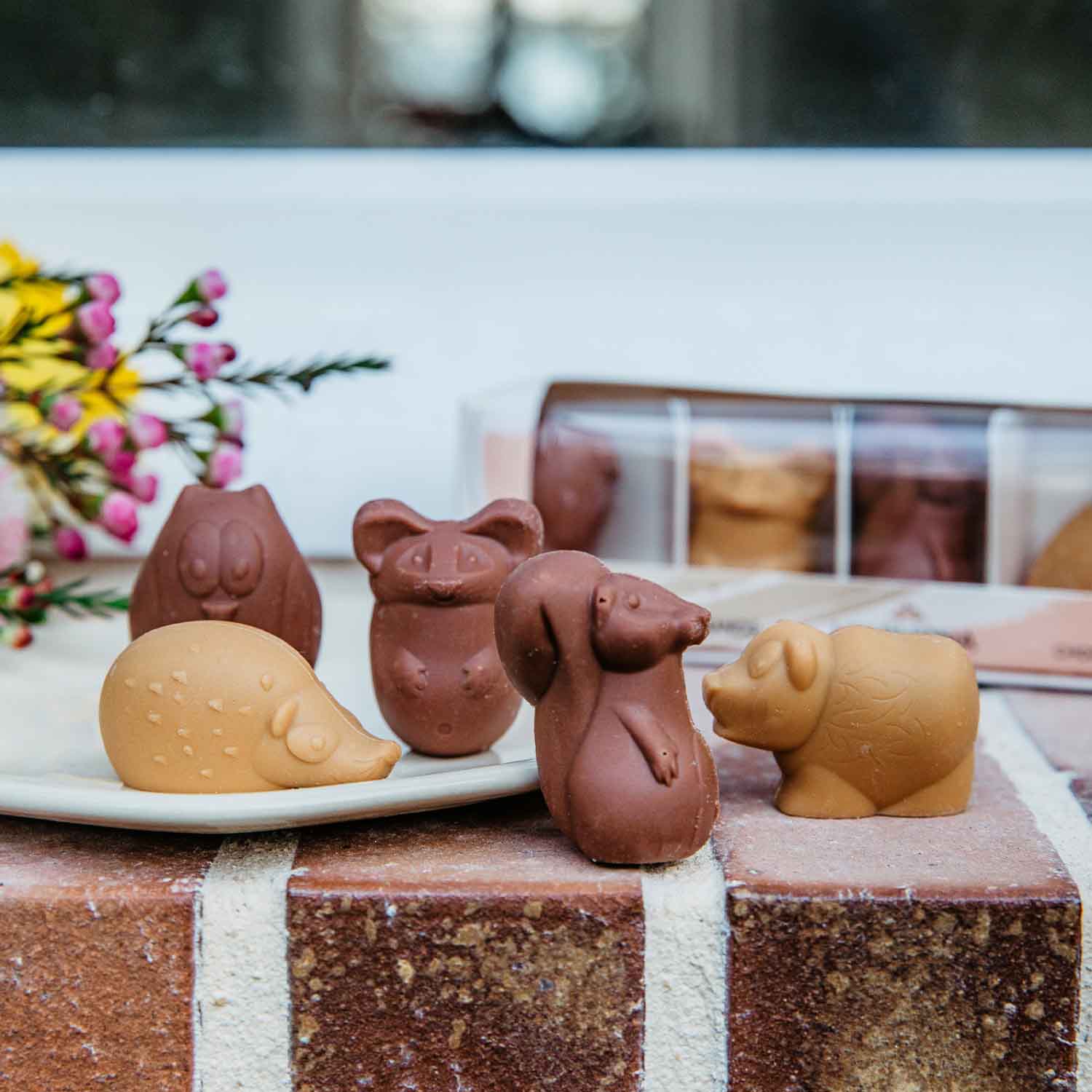 Plumier animaux gourmands de P&acirc;ques en chocolat Valrhona