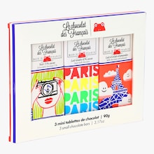Coffret mini tablettes de chocolat noir, lait tendre et lait et éclats d'amandes Le Chocolat des Français