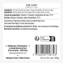 Le thé Sencha - thé vert du Japon 15 sachets individuels La Grande Épicerie de Paris