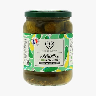 Le véritable Cornichons bio et  français - aigres-doux à l'aneth Les 3 chouettes