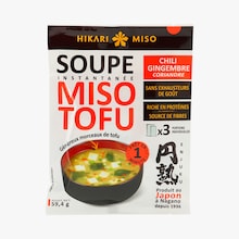 Soupe miso tofu, chili gingembre coriandre Hikari