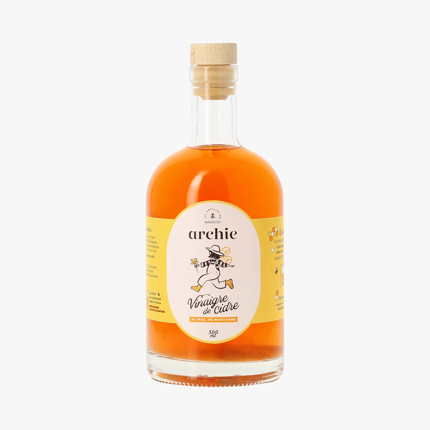 Vinaigre de cidre au miel de montagne - Archie - 500mL