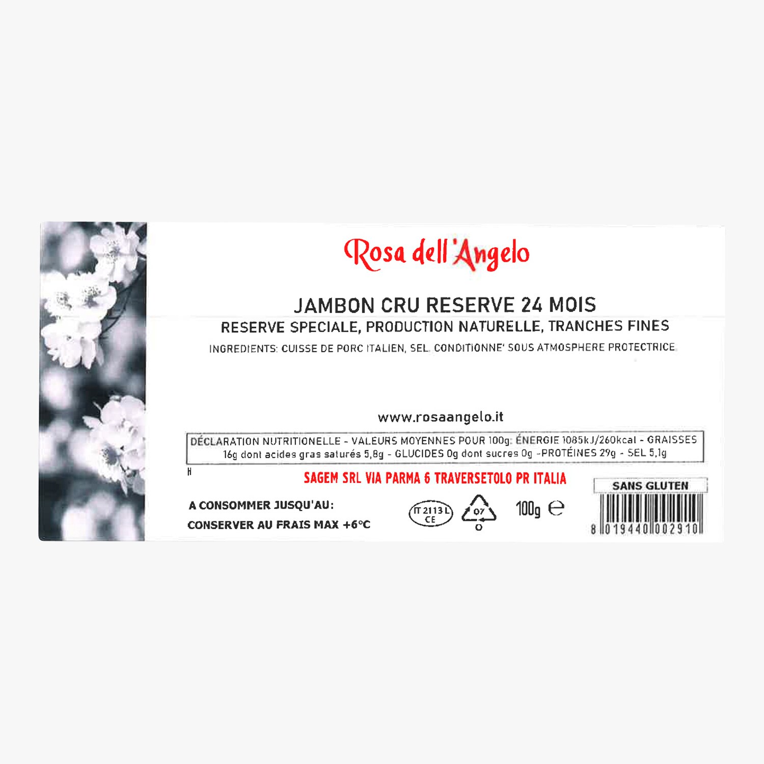 Prosciutto crudo 24 mesi Rosa dell’Angelo